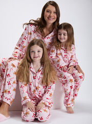 Kids' gingerbread & candy cane fleece pyjamas in a bag